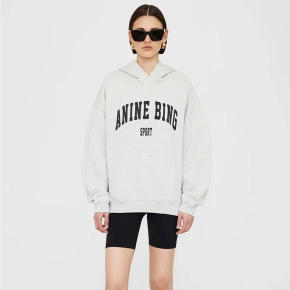 Anine Bing Sport Light Gray Hoodie - Picture 2 of 3